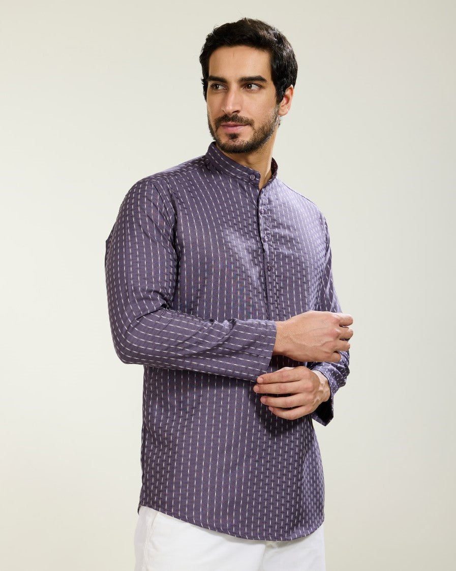 Dotted Stripes Purple Kurta