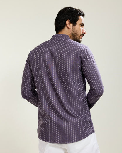 Dotted Stripes Purple Kurta