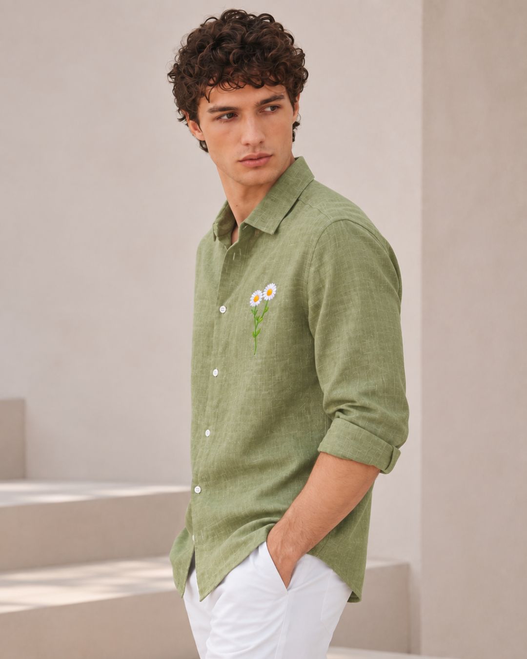 Olive Linen Shirt