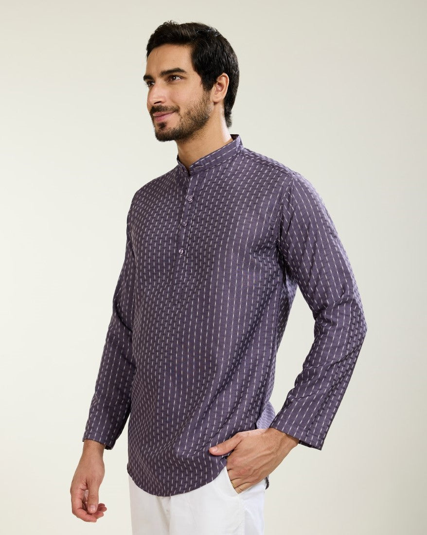 Dotted Stripes Purple Kurta