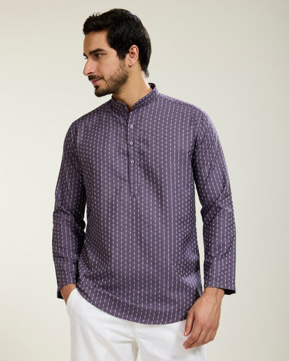 Dotted Stripes Purple Kurta