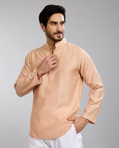 Orange Textured Kurta