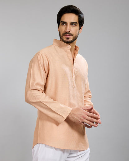 Orange Textured Kurta