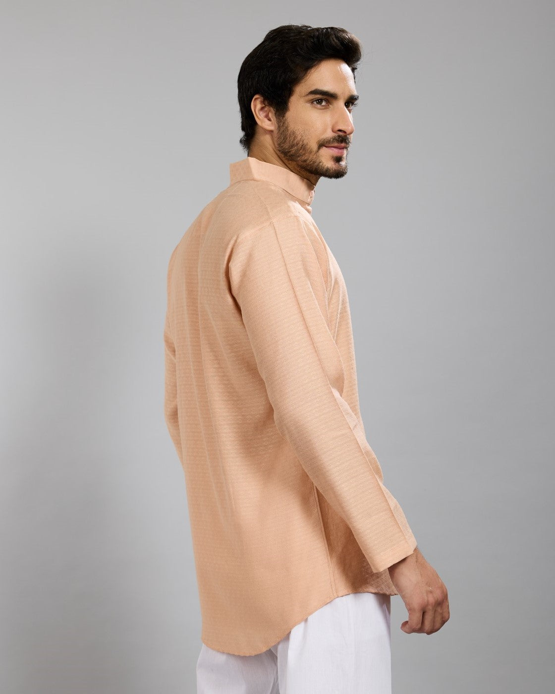 Orange Textured Kurta