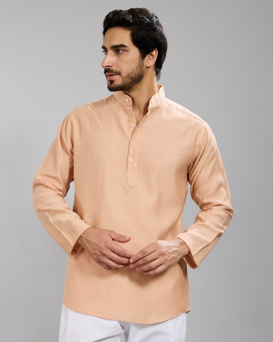 Orange Textured Kurta