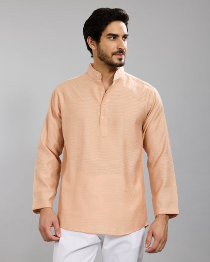 Orange Textured Kurta