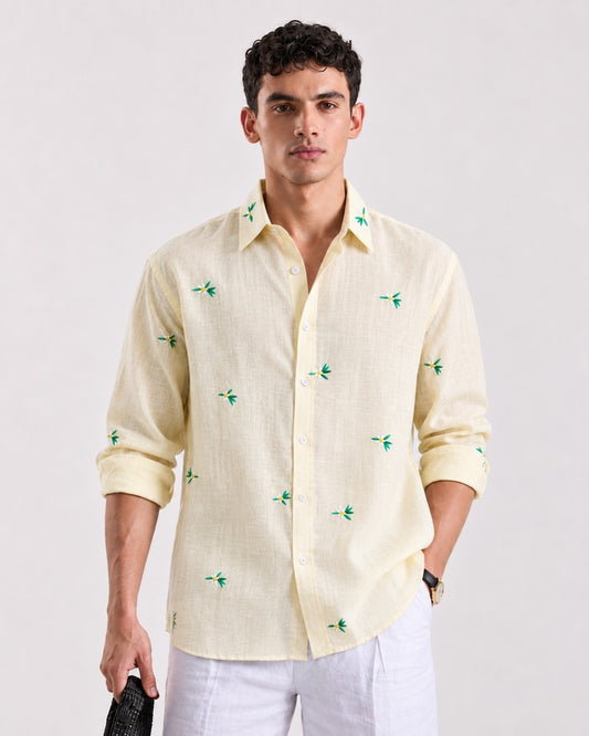 Allover Embroidery Linen Shirt