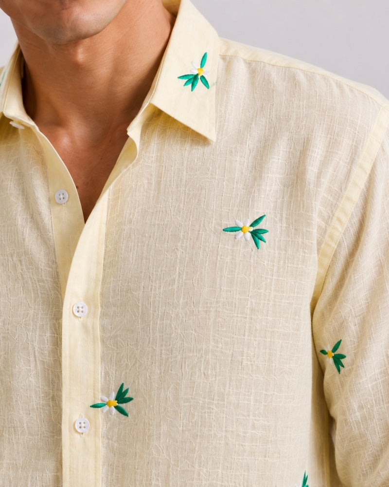 Allover Embroidery Linen Shirt