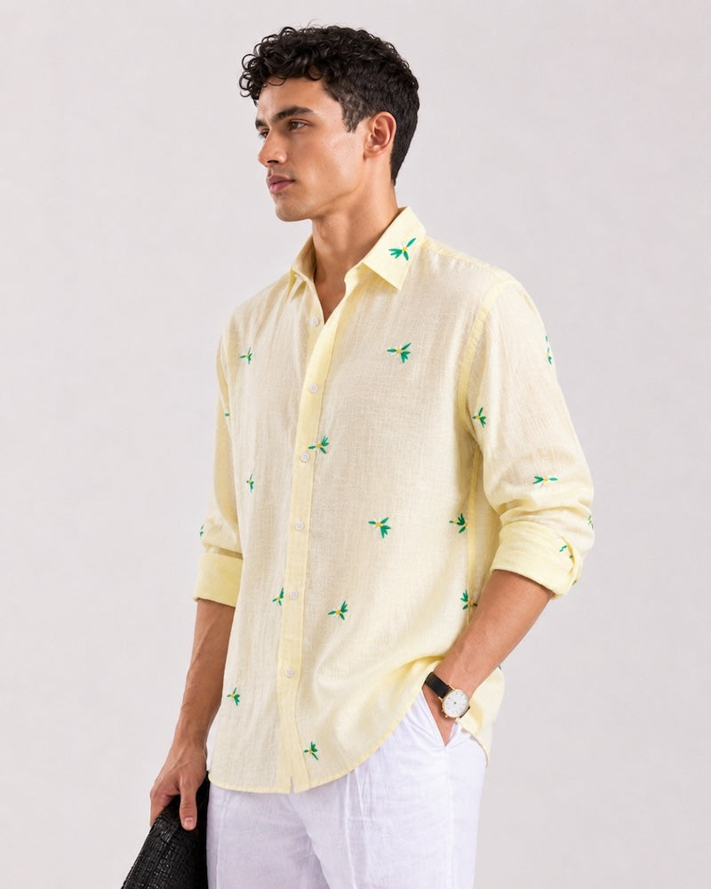 Allover Embroidery Linen Shirt