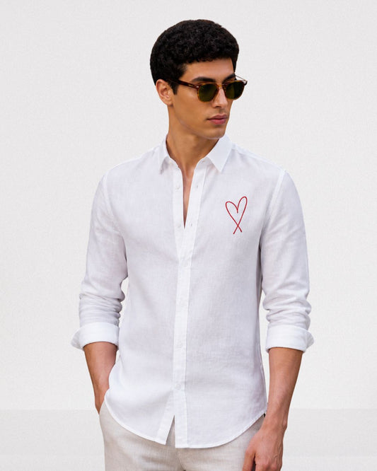 White Heart Linen Shirt