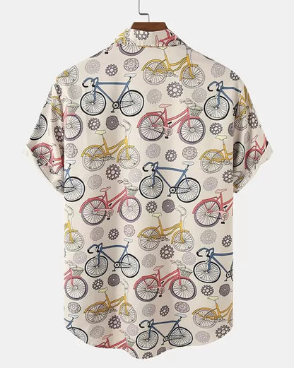 Wheels Print Cream Shirt