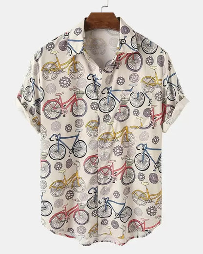 Wheels Print Cream Shirt