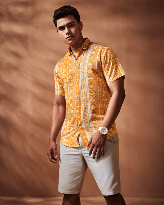 Orange Casual Shirt, Men's regular fit shirt, Stylish printed shirts