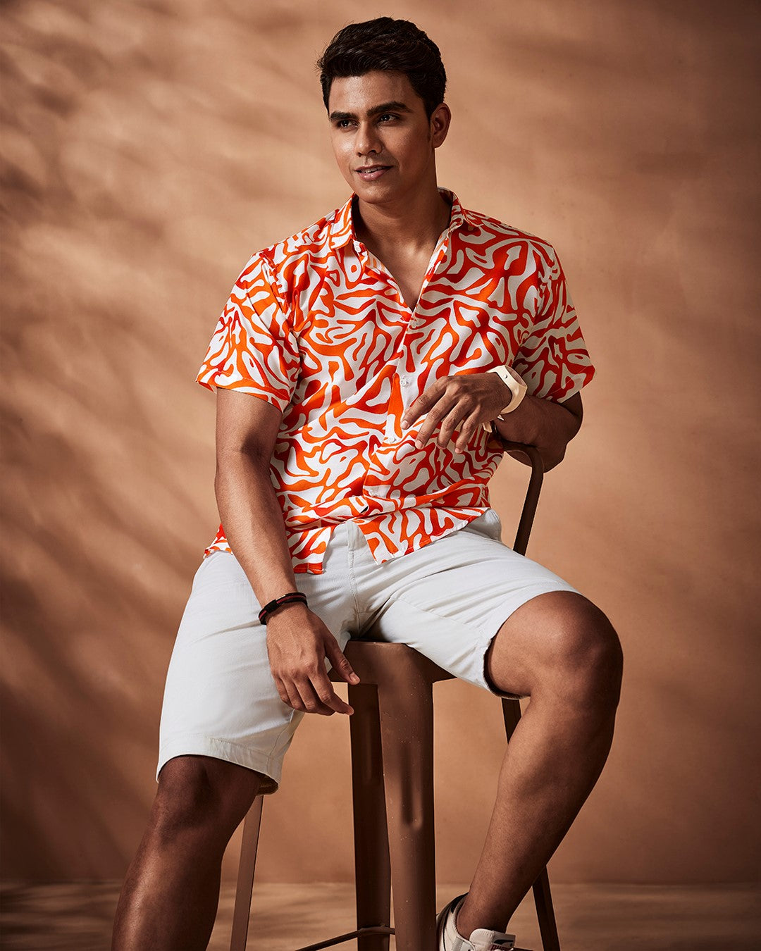 Animal Print Orange Casual Shirt, Men stylish shirt, half sleeve shirt, trendy shirts