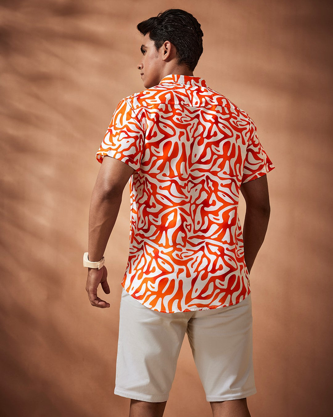 Animal Print Orange Casual Shirt, Men stylish shirt, half sleeve shirt, trendy shirts