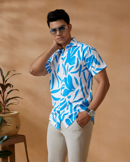 SkyBlue Abstract Print Shirt