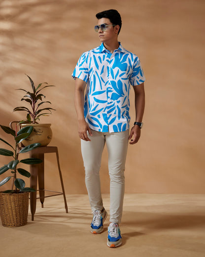 SkyBlue Abstract Print Shirt