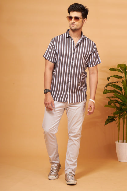 Multi-Stripes Grey Shirt