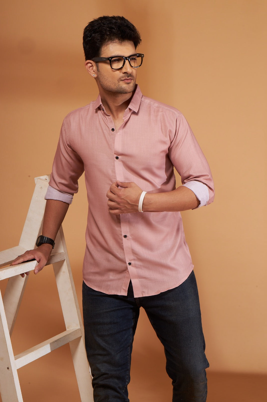 Solid Light Pink Casual Shirt