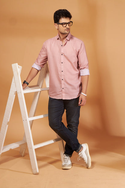 Solid Light Pink Casual Shirt