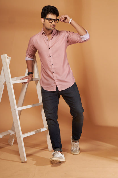 Solid Light Pink Casual Shirt