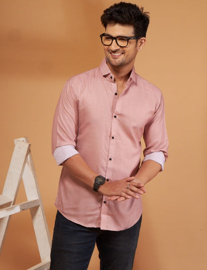 Solid Light Pink Casual Shirt