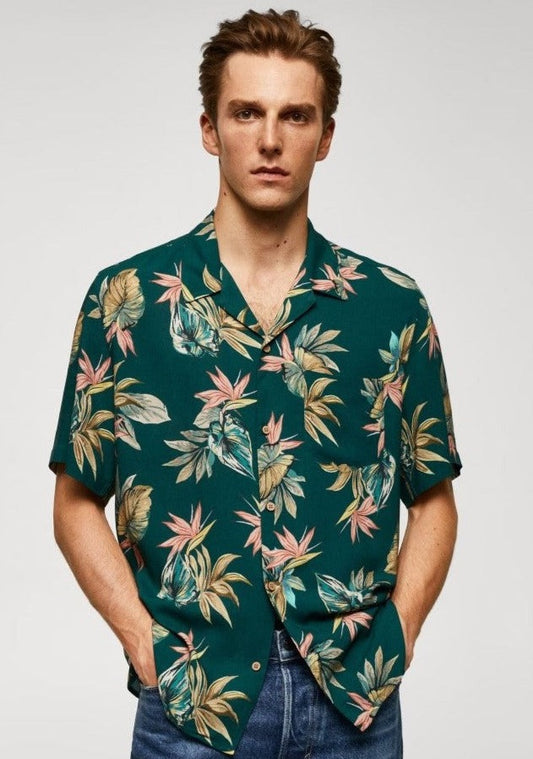 Green Hawaiian Floral Shirt
