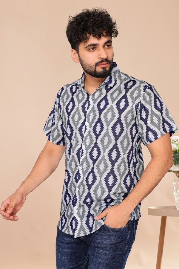 Blue Ikat Casual Shirt