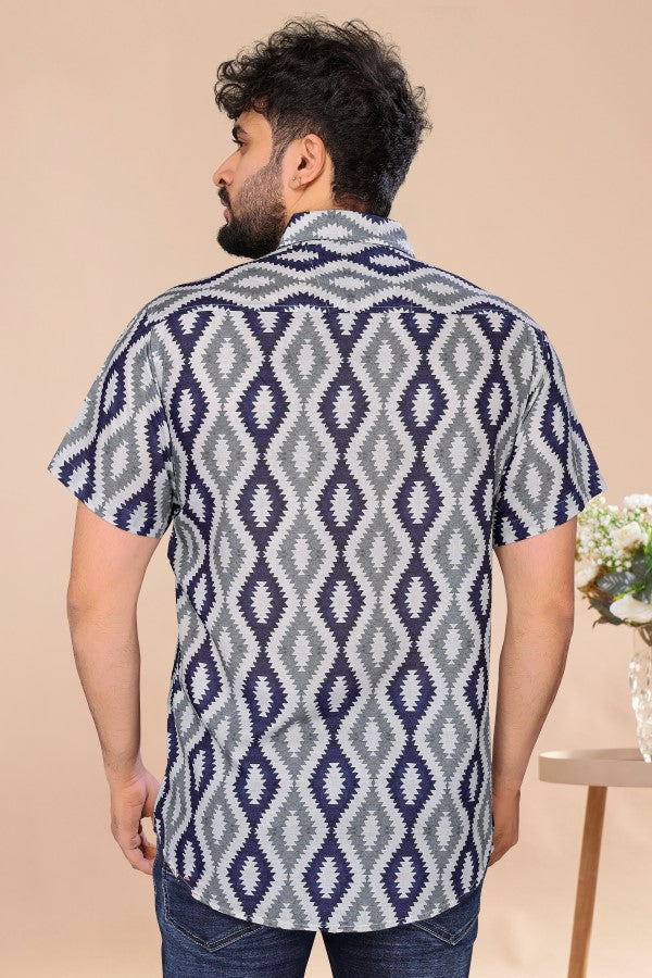 Blue Ikat Casual Shirt