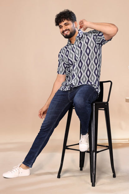 Blue Ikat Casual Shirt