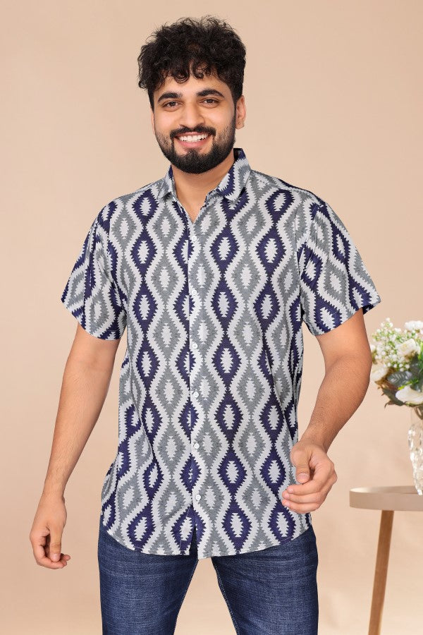 Blue Ikat Casual Shirt