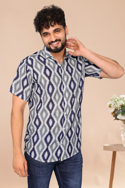 Blue Ikat Casual Shirt