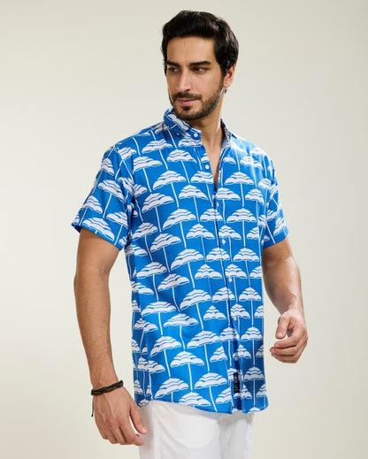 Umbrella Print Blue Shirt