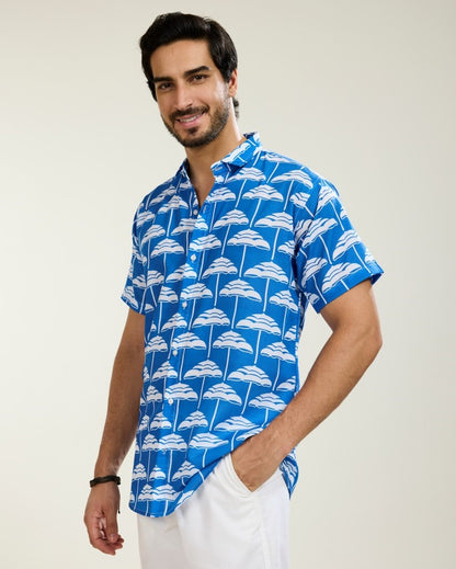 Umbrella Print Blue Shirt