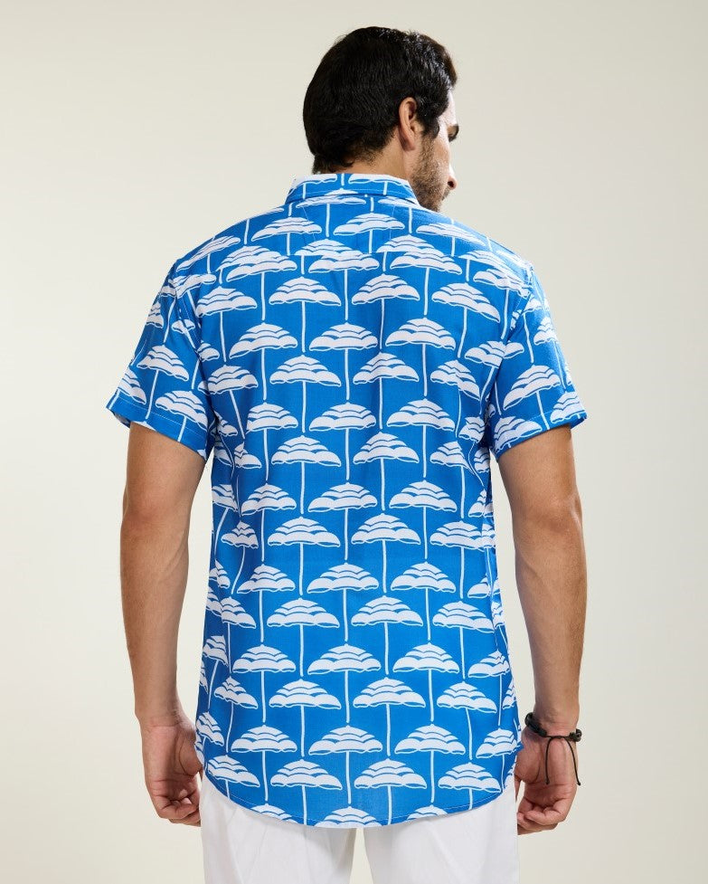 Umbrella Print Blue Shirt