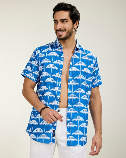 Umbrella Print Blue Shirt