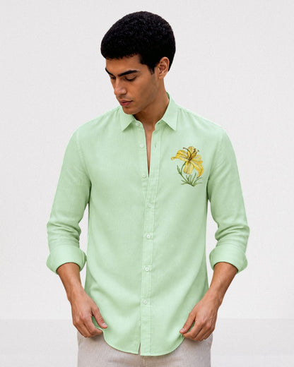 Floral Green Couple Shirts