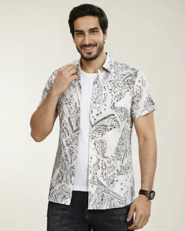 B&W Paisley Motif Shirt