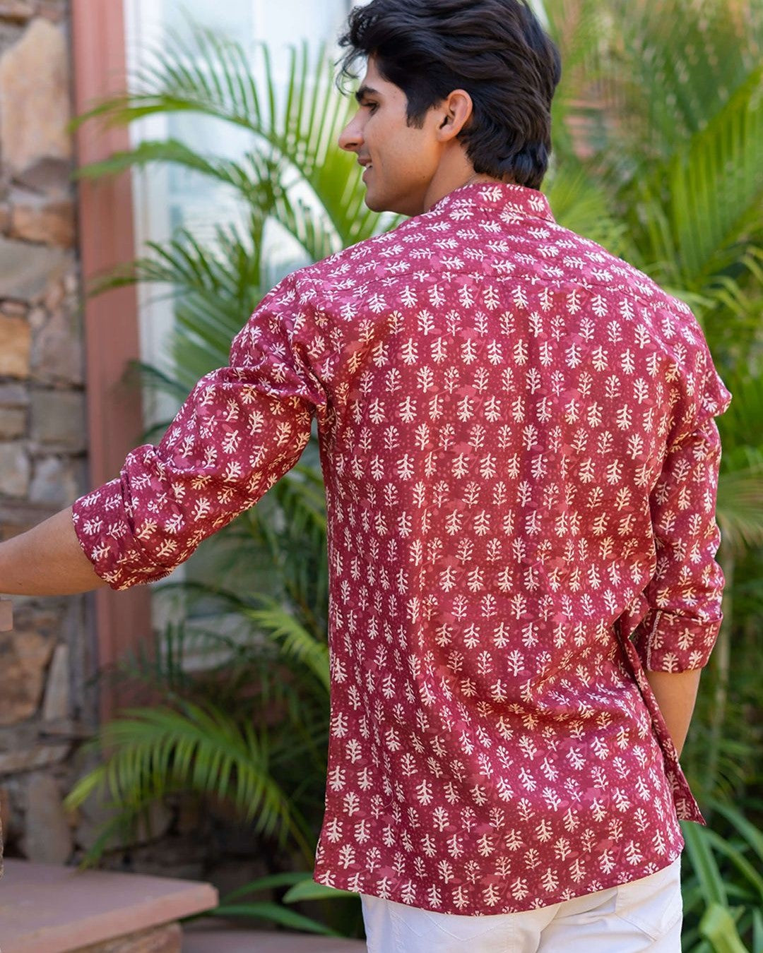 Maroon Linen Kurta