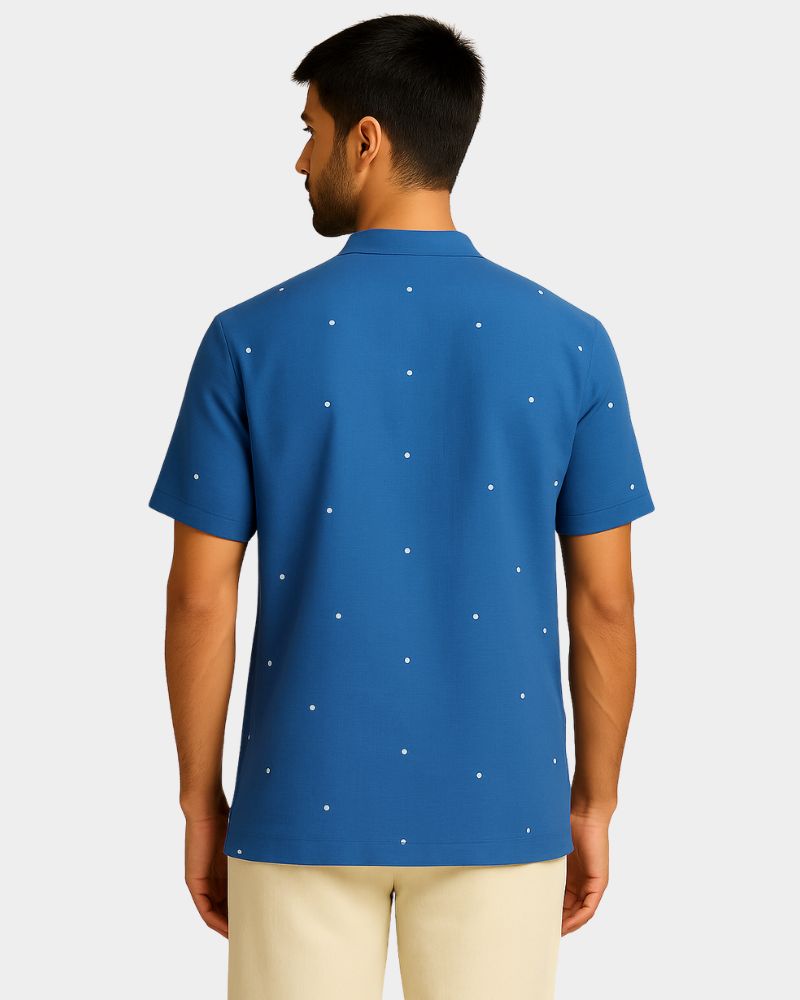 Dotted Blue Linen Kurta