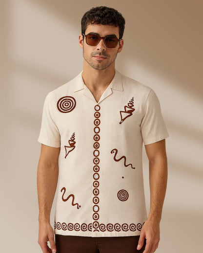Abstract Beige Clubwear Shirt