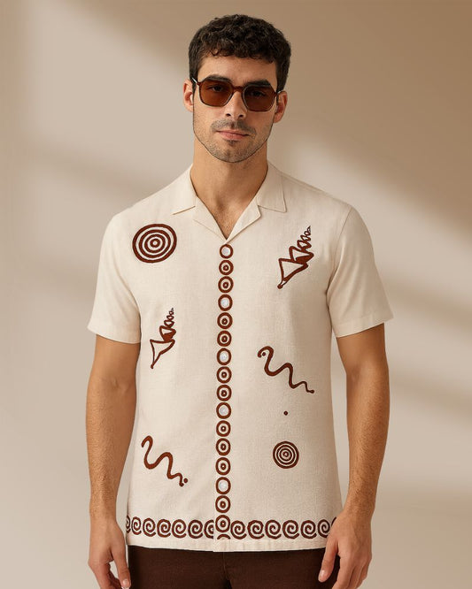 Abstract Beige Clubwear Shirt