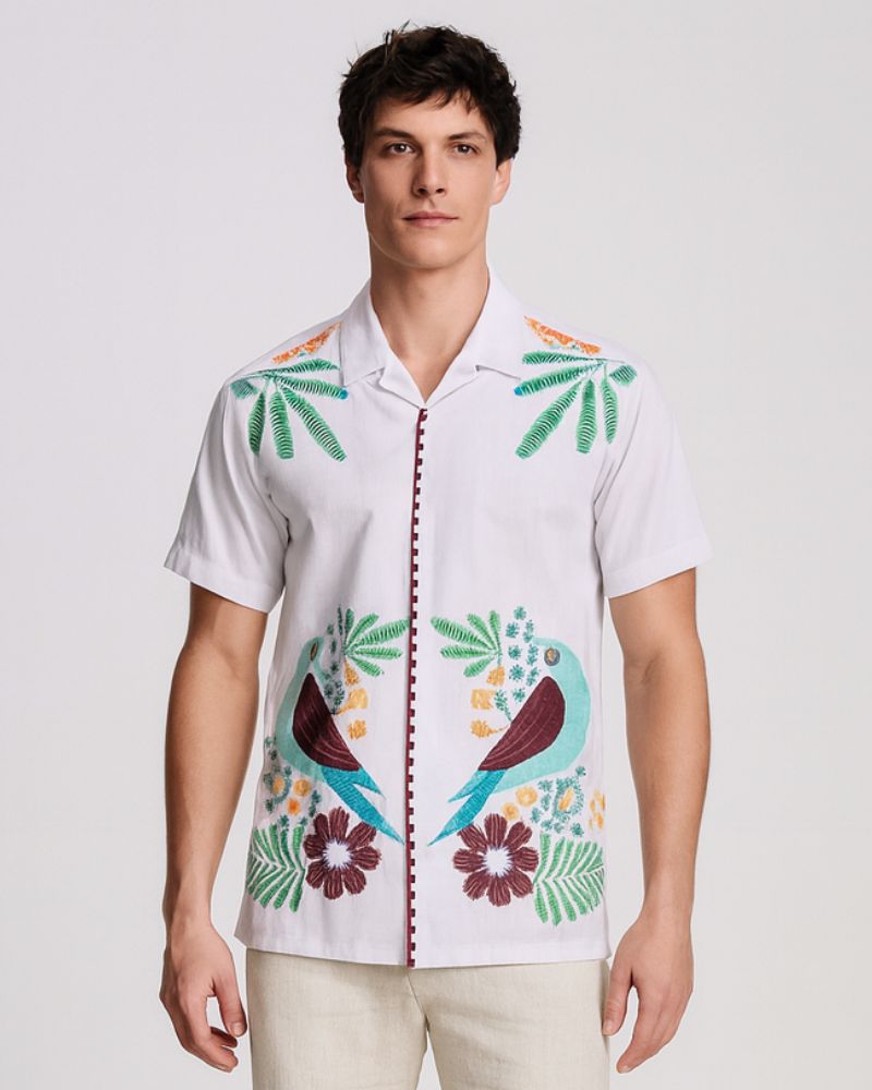 Birds Sketch Cuban Shirt