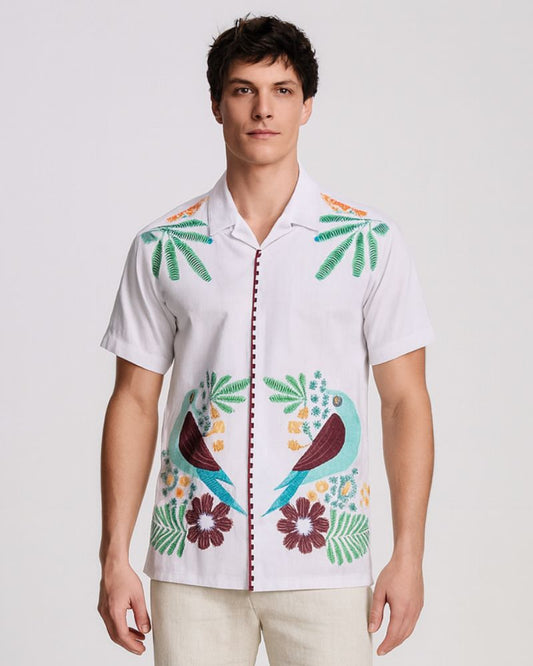 Birds Sketch Cuban Shirt