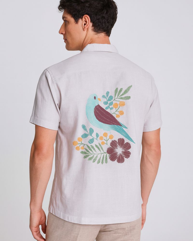 Birds Sketch Cuban Shirt