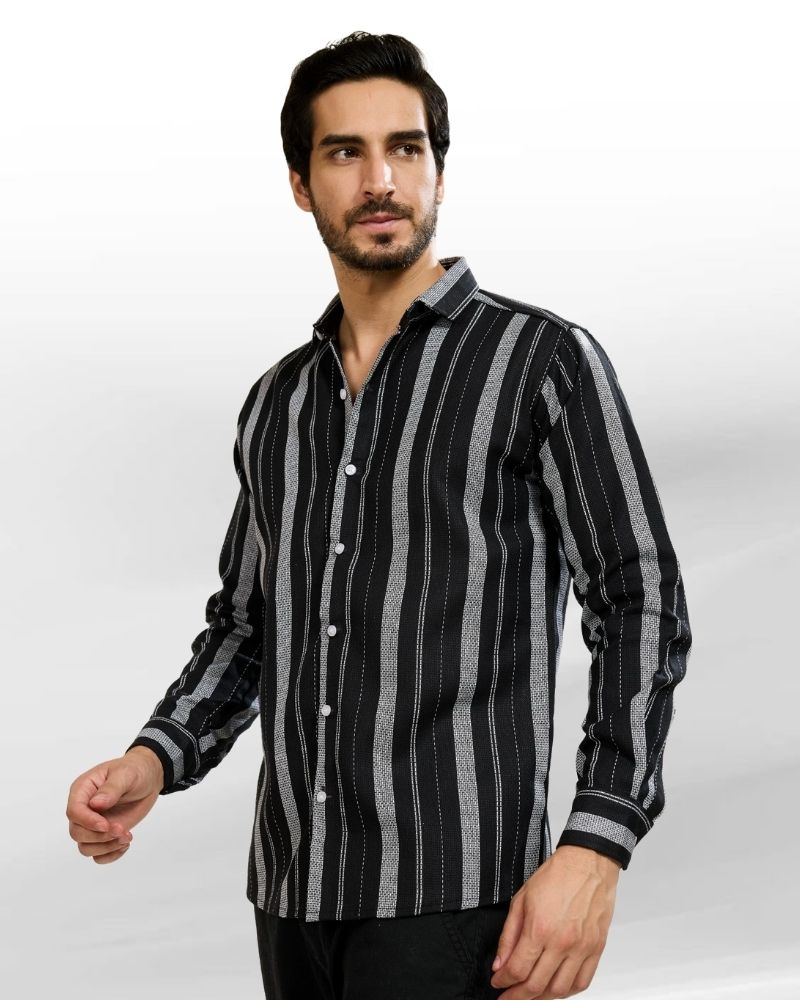 Multi-Stripes Black Shirt