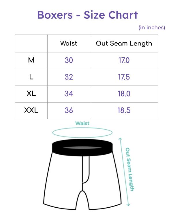 Size Chart for Abstract Henna Print Boxer
