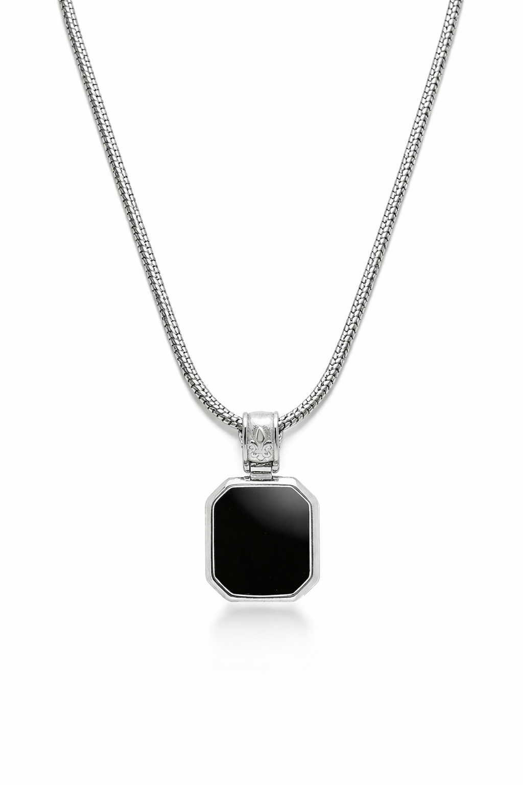 Black Crystal Pendant With Chain