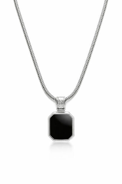 Black Crystal Pendant With Chain