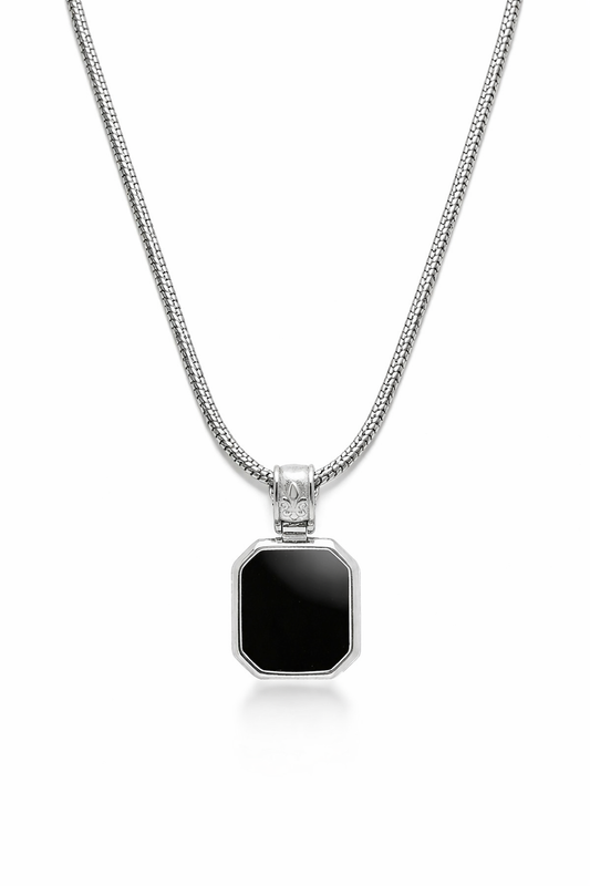 Black Crystal Pendant With Chain